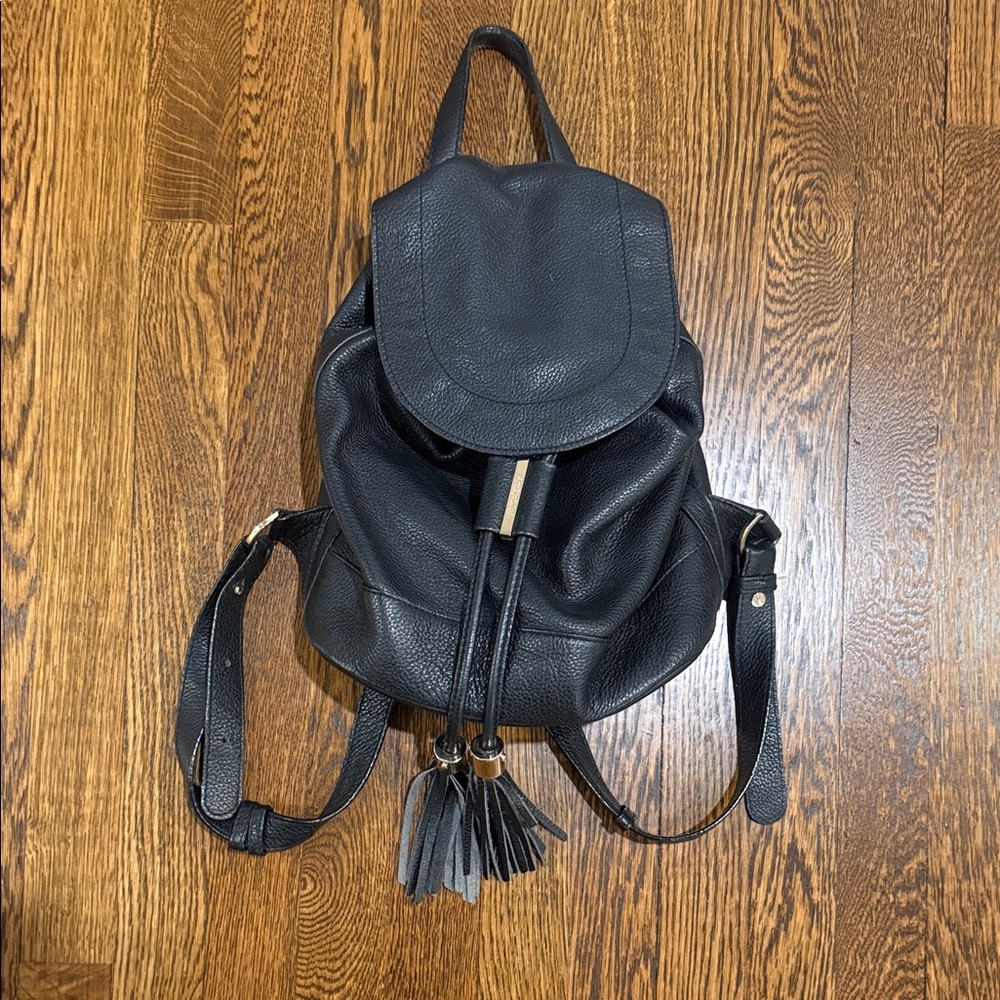 See By Chloe Black Leather Tassel Drawstring Backpack